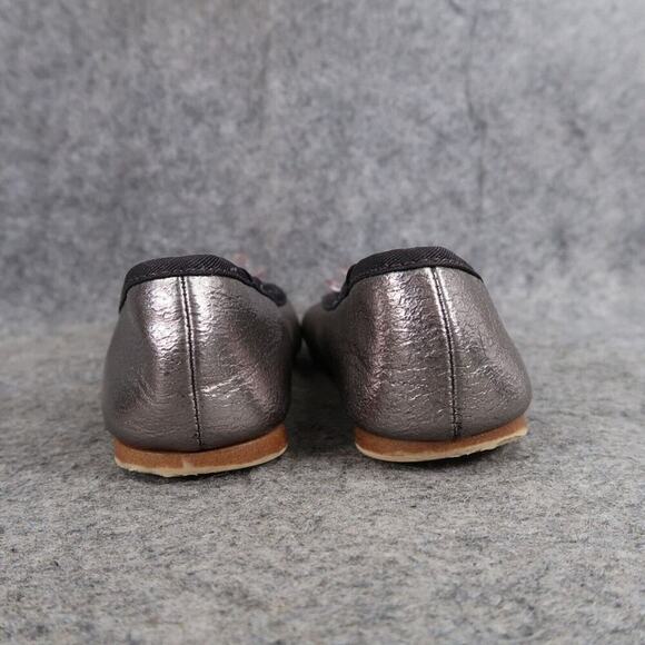 Zara Shoes Girls 28 Ballet Flats Fashion Metallic Embellished Toe Elastic Strap - Picture 6 of 13